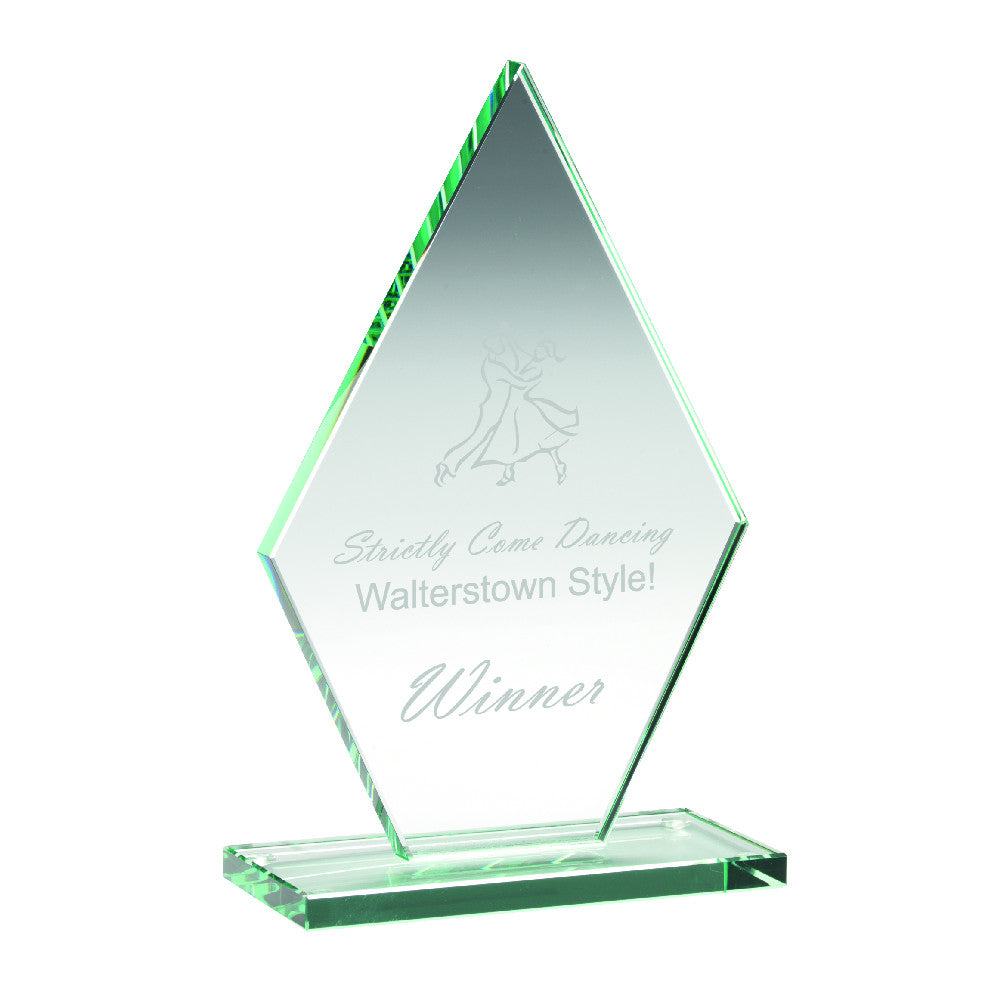 Jade Glass Tall Diamond Plaque (10mm Thick)