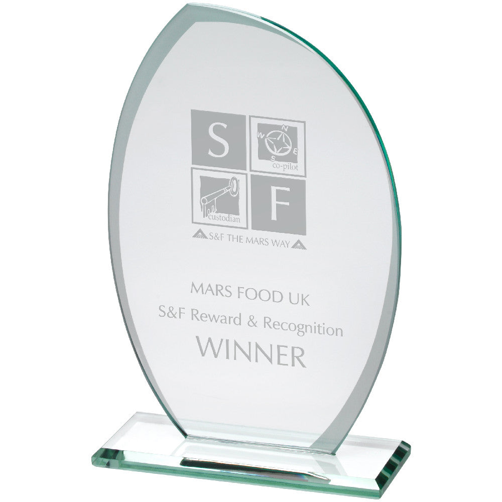 Jade Glass Plaque With Frosted Sides (6mm Thick) - 8.25in