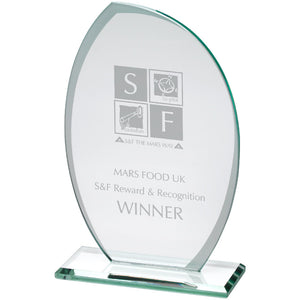 Jade Glass Plaque With Frosted Sides (6mm Thick) - 8.25in