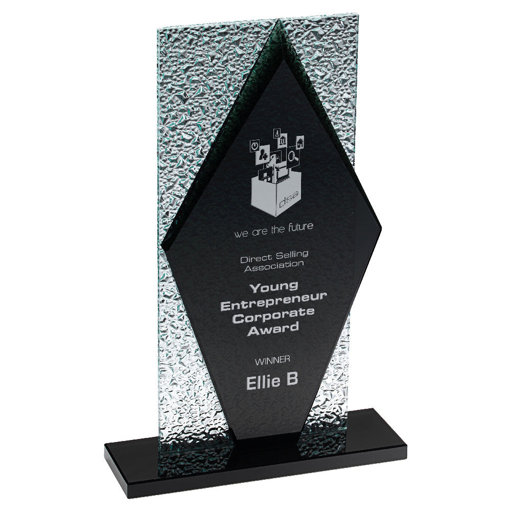 Black Glass Diamond And Base With Clear Frosted Backdrop