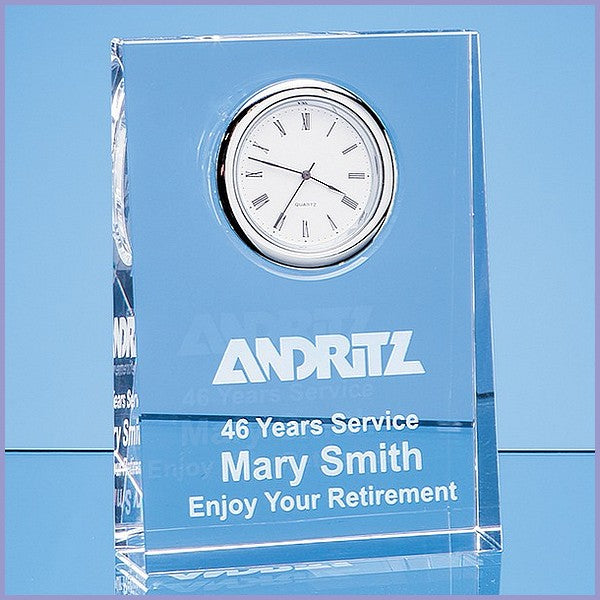 12cm Optical Crystal Tapered Rectangle Clock