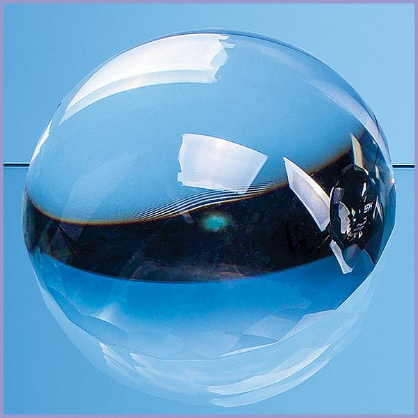 8cm Optical Crystal Facet Edged Dome Paperweight