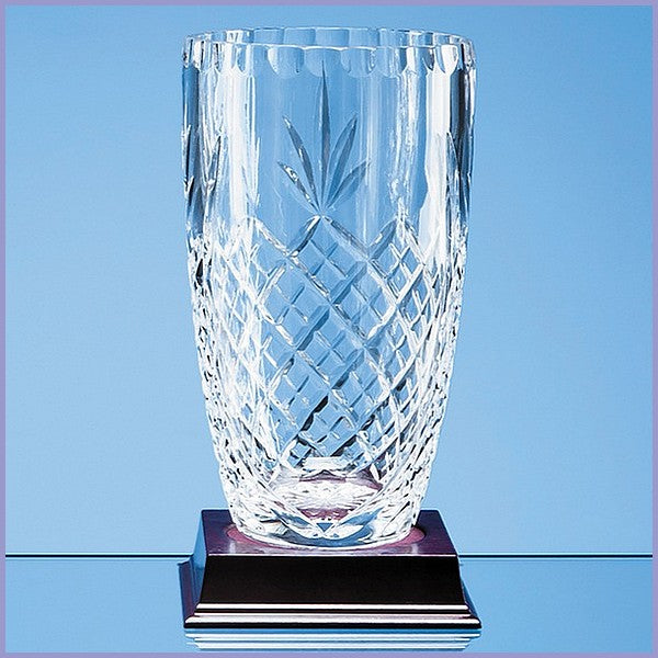 21cm Lead Crystal Panelled Barrel Vase
